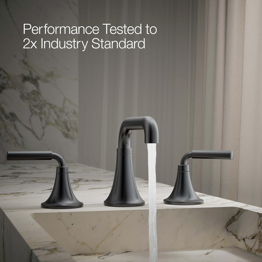 KOHLER 27416-4K-BL K-27416-4K-BL Tone Widespread Bathroom Sink Faucet, 1.0 GPM, Matte Black