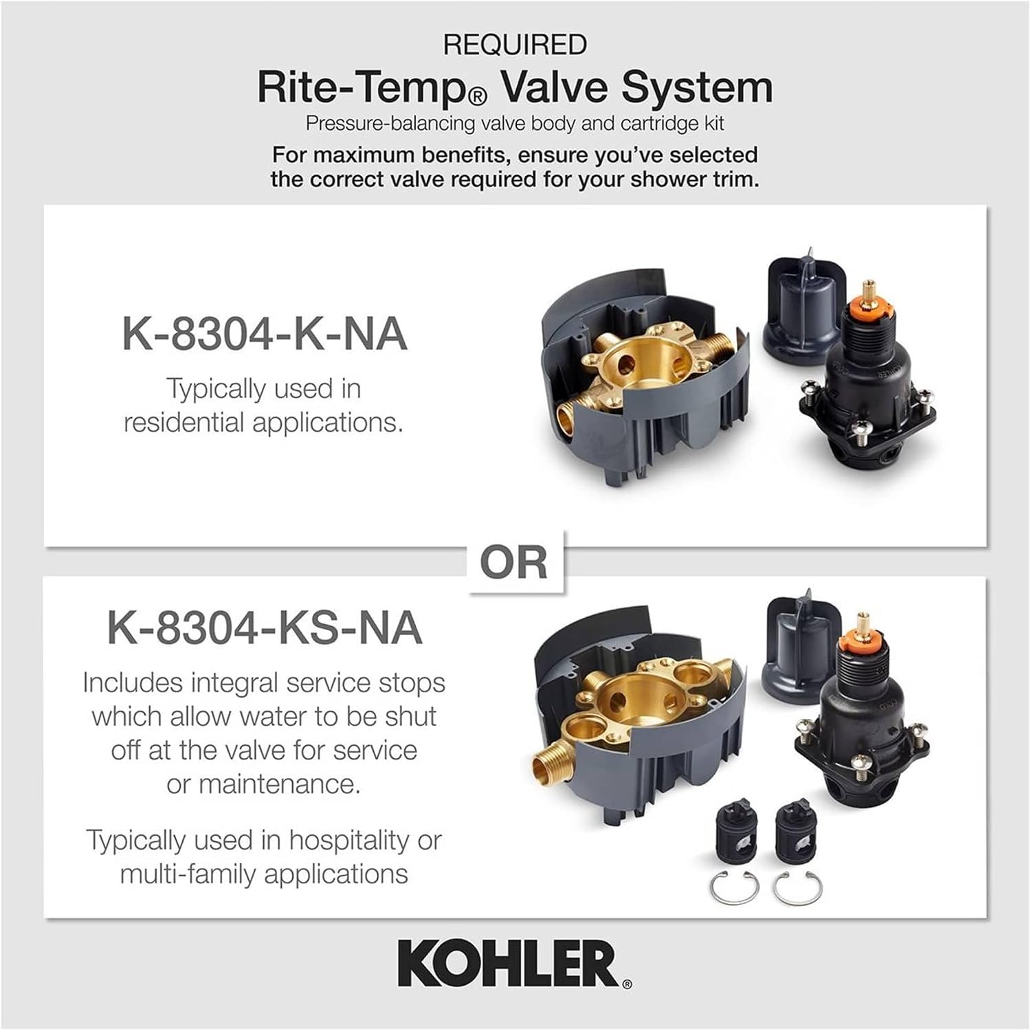 KOHLER Purist Rite-Temp Shower Valve Trim With Lever Handle, Less Showerhead