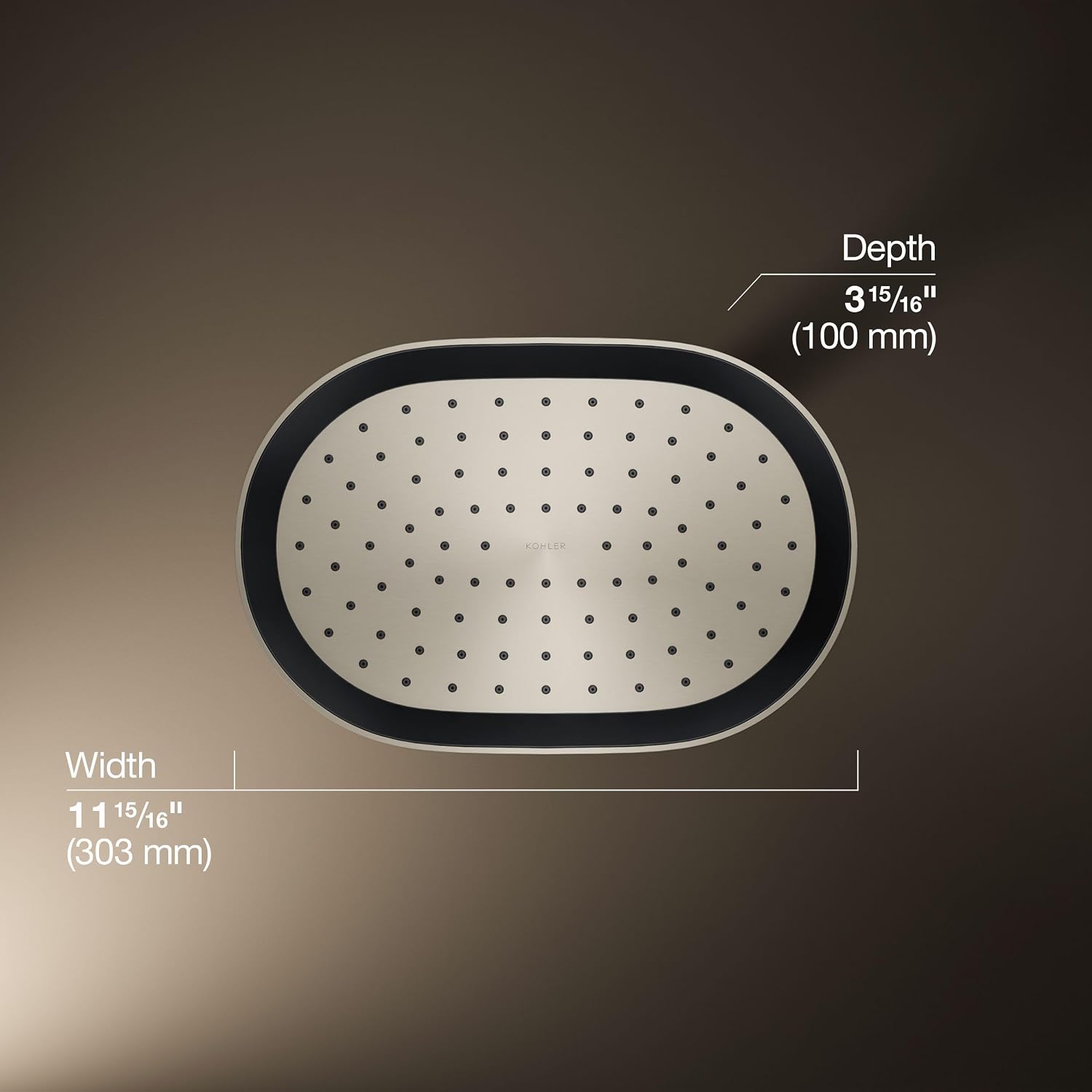 Kohler 26293-G-BN Statement® Oblong 12' single-function rainhead, 1.75 gpm, Vibrant Brushed Nickel