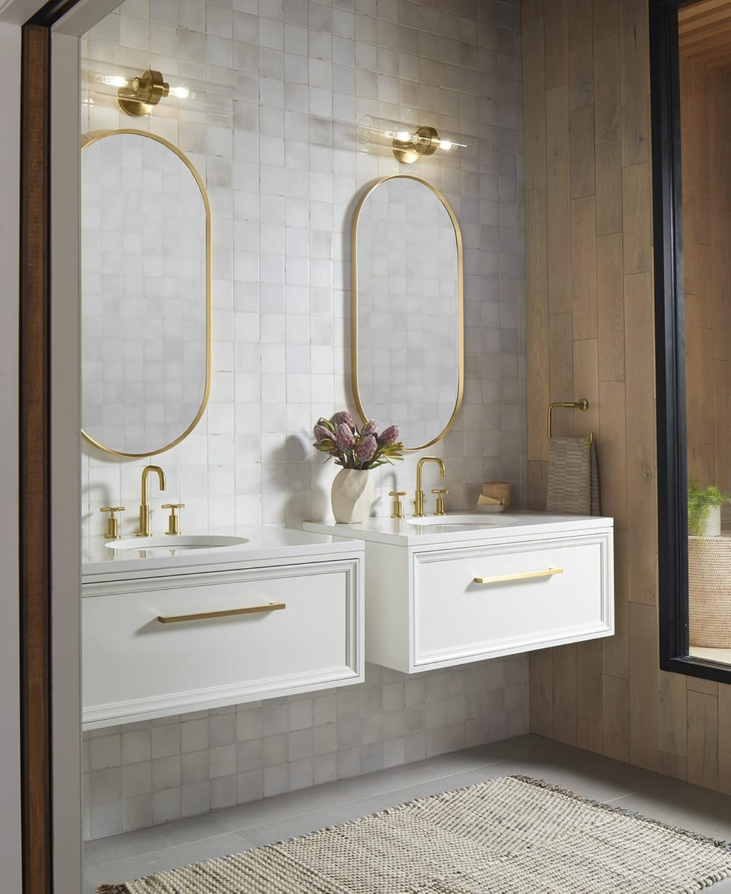 Kohler 27263-SC02-SNL Purist Bathroom Vanity Fixture, Wall Sconce Lighting, UL Listed, 2, Polished Nickel