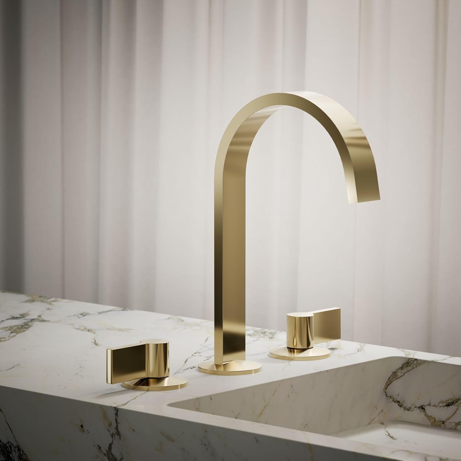 Kohler 77968-AF Components® Bathroom Sink Faucet spout with Ribbon Design, 1.2 gpm, Vibrant French Gold