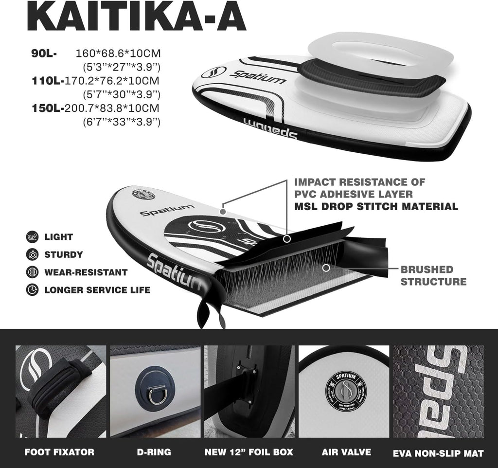 Spatium Unpowered Hydrofoil Boards Inflatable Foil Board Foiling Surfing with F200 Foil Boarding Without Motor
