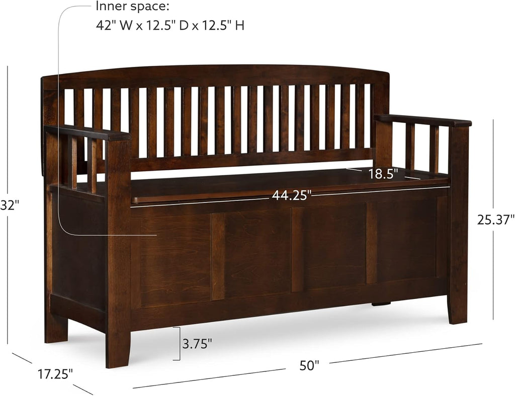 Linon Home Dcor Linon Home Decor Cynthia Storage Bench, 50'w x 17.25'd x 32'h, Walnut