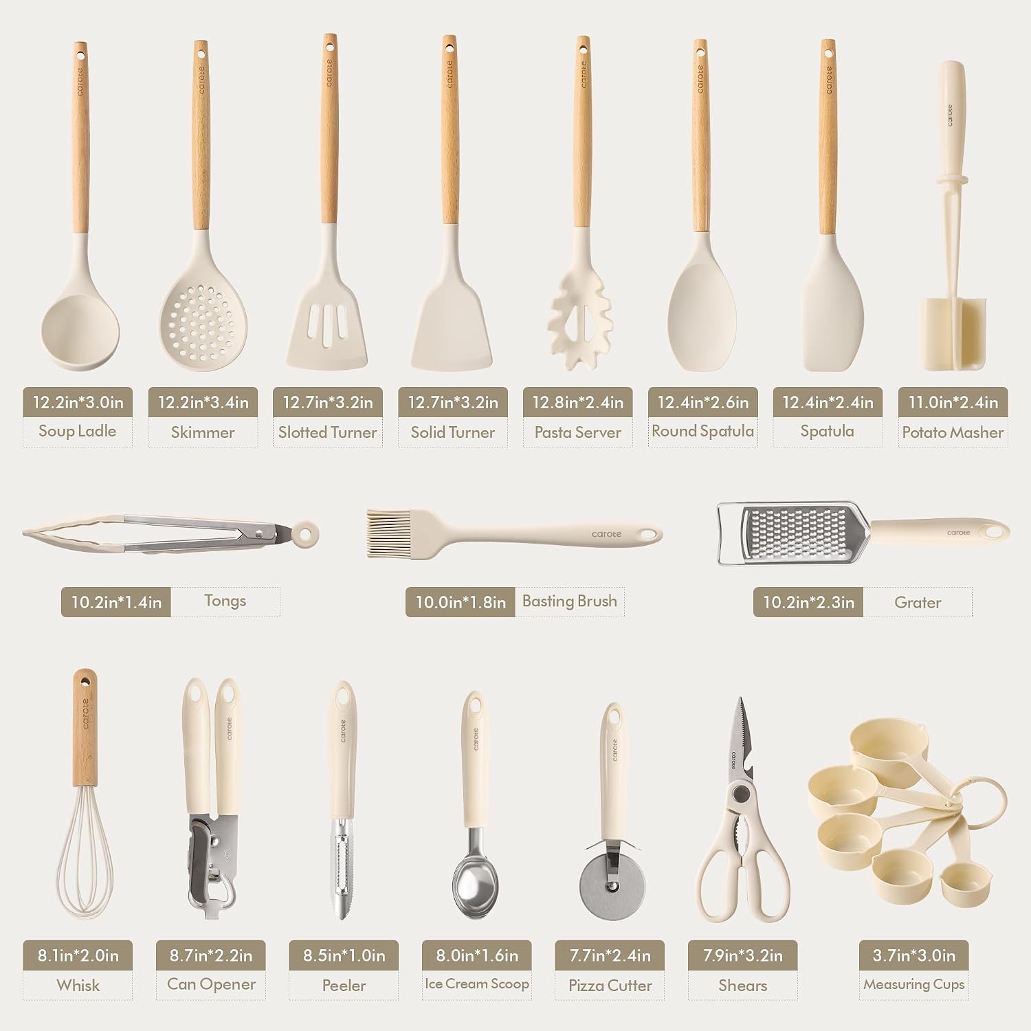 CAROTE 43pcs Cookware Utensil Set, Nonstick Cookware Sets, 446°F Heat Resistant Kitchen Utensils Gadgets Set