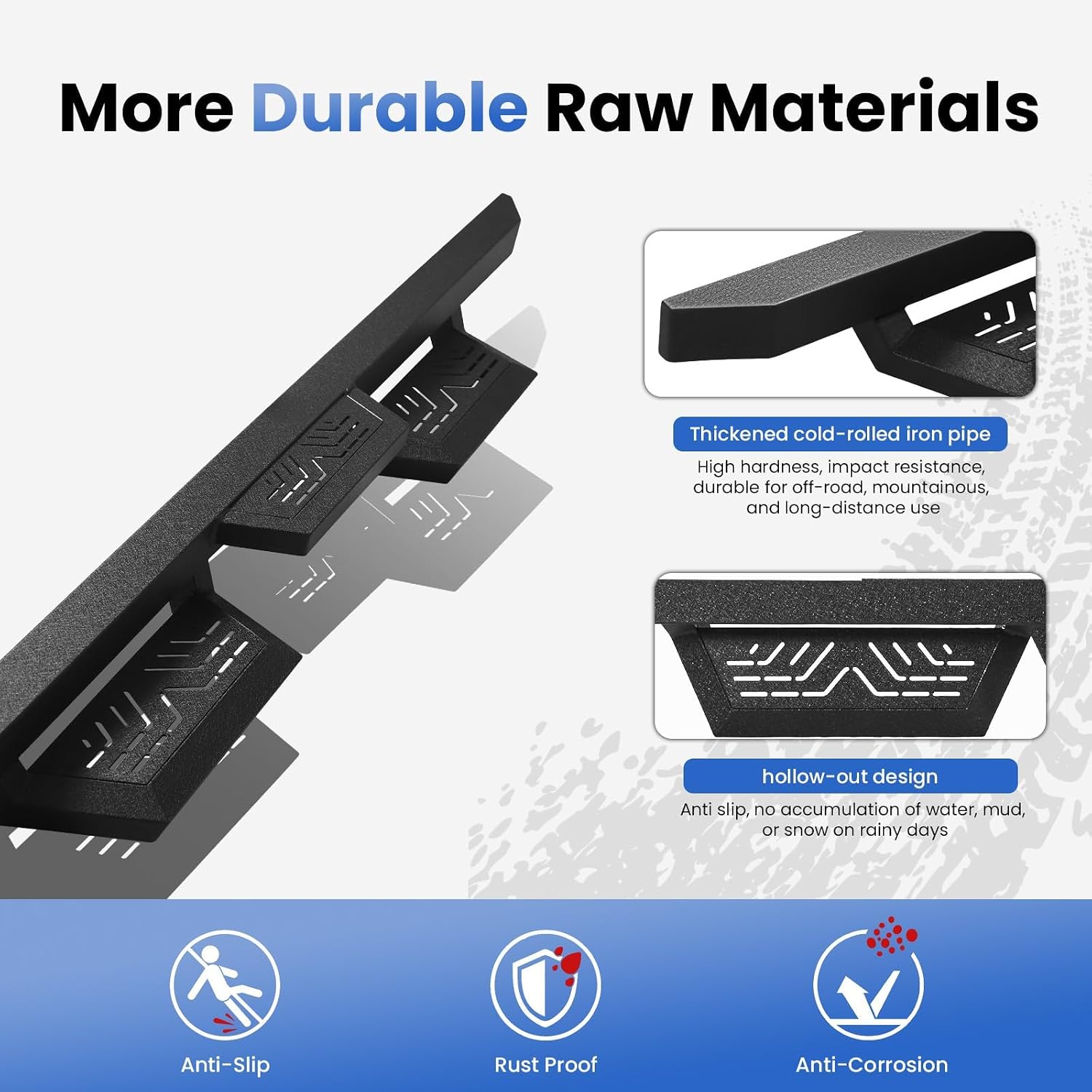 PZ 6' Running Boards Anti-Slip Side Steps Carbon Steel Compatible with Dodge Ram 1500 Crew Cab 2019-2025 New Body Style,550LBS Steel No Drill Truck Running Boards Direct Fit Nerf Bar