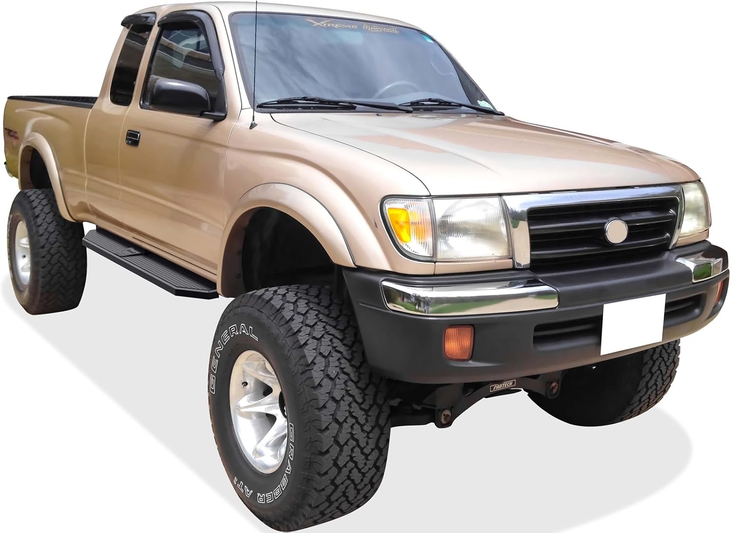 APS Black Stainless Steel Running Boards Style Compatible with Toyota Tacoma 1995-2004 Extended Xtra Cab (4WD or Prerunner 2WD 4WD) (Side Steps Side Bars) 6in Wide