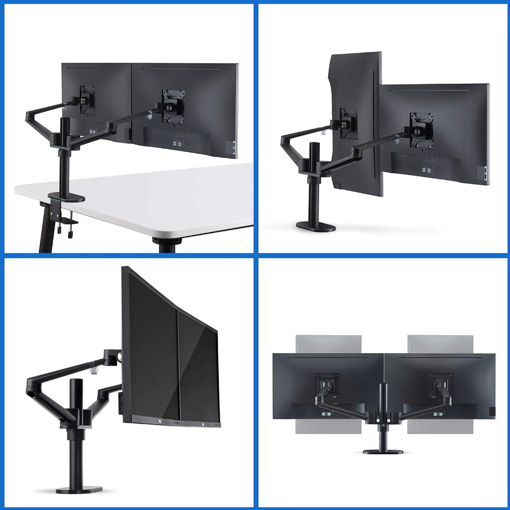 4 arm Height Adjustable Desk Bed Holder Mount Stand for 10 to 17 inch Laptop and Double Monitor(11-27 inc),Compatible with MacBook,Ipad Pro Ipad Air,IPad Mini, Tablets 9 to 13 inch (CHROME SILVER)
