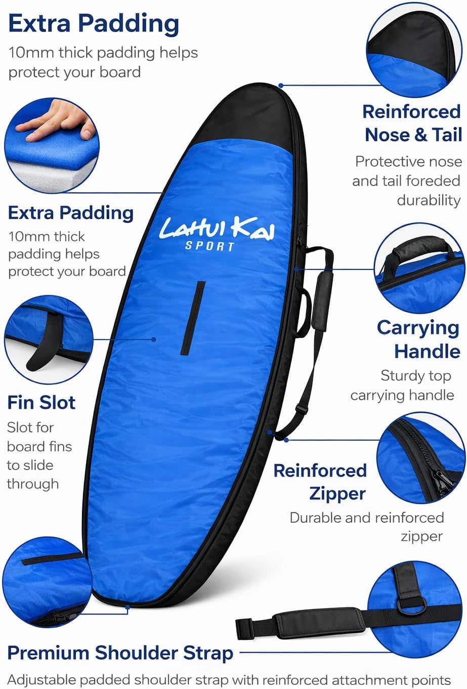 Lahui Kai Stand Up Paddle Board SUP Bag - 11' 6' Bags - Cover, Carrying Case, Storage (11' 6' Bag and Rack Pads)