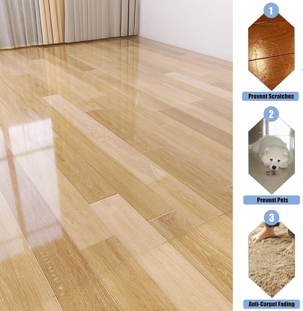 Vinyl Clear Desk Chair Mat for Carpet, Wood/Tile Floor Protector, Kitchen Countertop Mat Tabletop Cover Furniture/Cabinet/Shelf Top Protection Pad, Runner Rug Non-Slip (Color : Clear, Size : 3x6ft