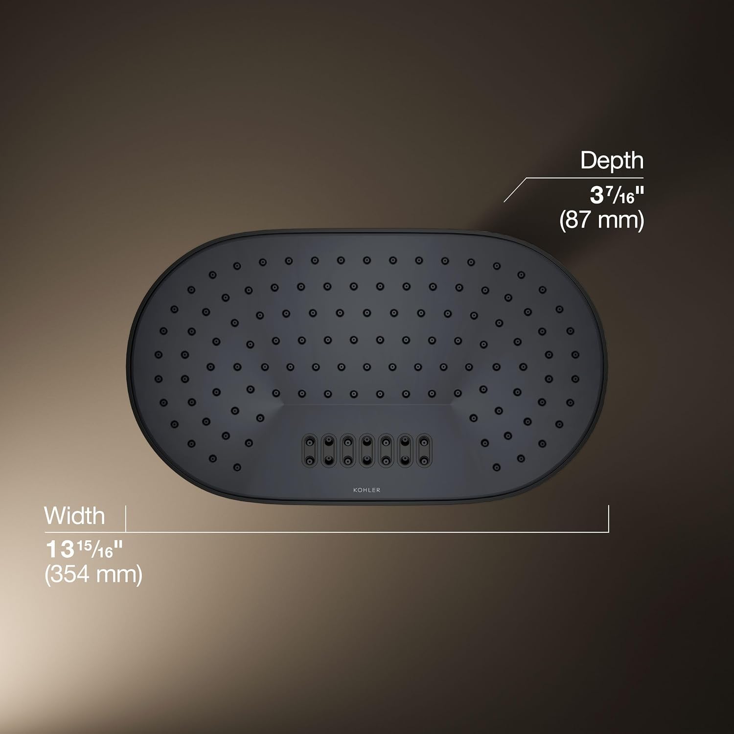 Kohler 26295-BL Statement® Oblong 14' two-function rainhead, 2.5 gpm, Matte Black