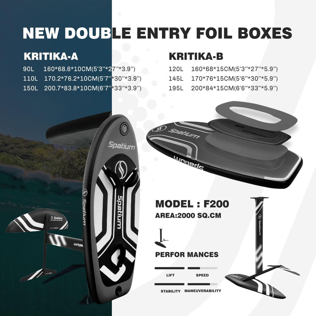 Spatium Unpowered Hydrofoil Boards Inflatable Foil Board Foiling Surfing with F200 Foil Boarding Without Motor