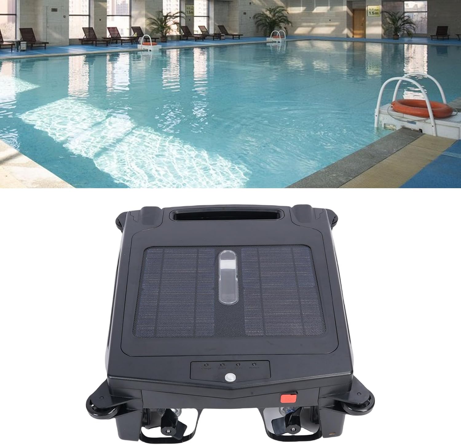 Naroote Solar Swimming Pool Surface Cleaning Robot, Automatic Rechargeable Cordless Robotic Pool Cleaner with Dual Charging Functionality & 5 Hours Continuous Cleaning (US Plug)