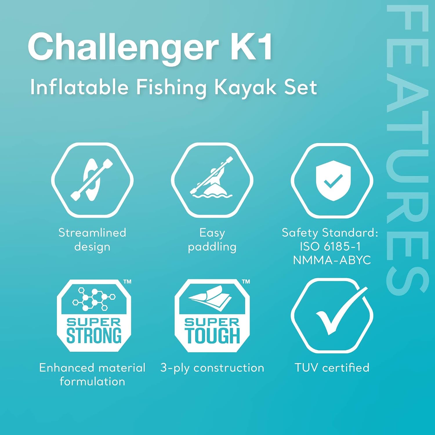 Intex Challenger K1 1 Person Durable Vinyl Streamline Sporty Kayak with Inflatable Seat and Backrest, Oar, Pump, Carrying Bag, and Repair Kit (2 Pack)