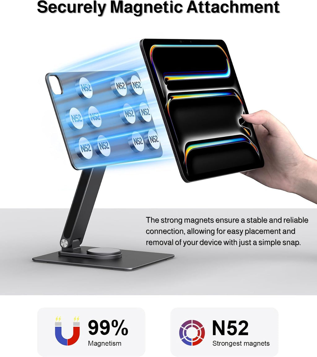 iPad Pro 13-inch(M4/M5 Magnetic Stand Hub, Foldable Stand Dock Holder for iPad Pro M4&M5 with 360° Rotation, 4K HDMI, Card Readers, USB3.0 5Gbps, 100W PD, 3.5mm Audio (M4&M5-13inch)