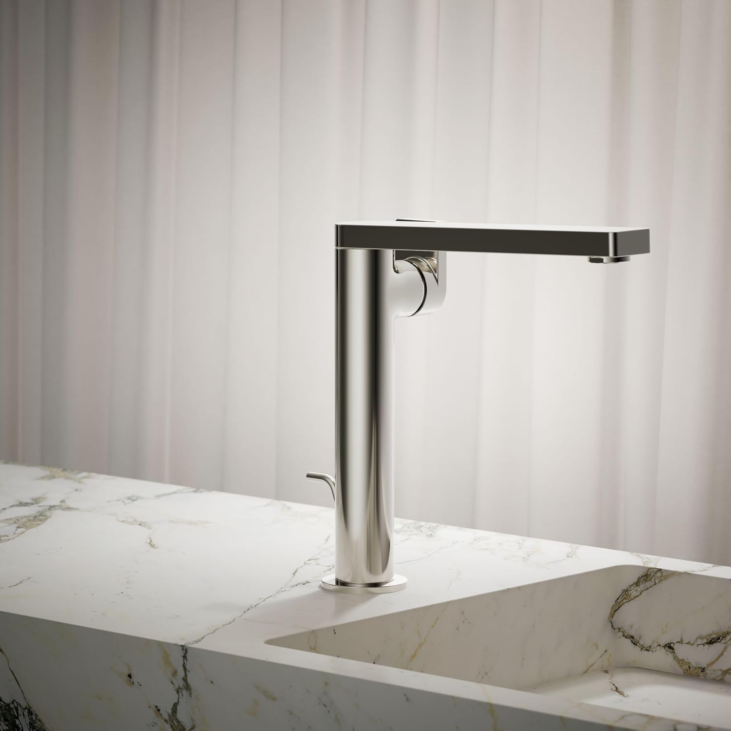 Kohler 73168-4-SN Composed® Tall Single-Handle Bathroom Sink Faucet with Lever Handle, 1.2 gpm, Vibrant Polished Nickel