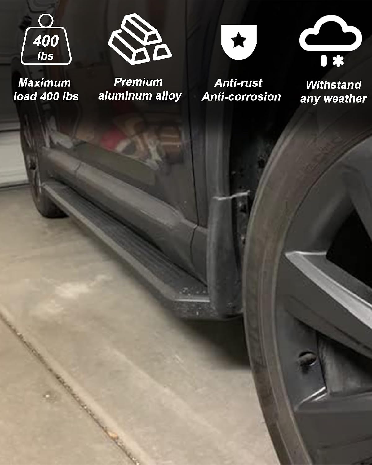 Black Running Board Fit for 2020-2026 Toyota Highlander L LE XLE XSE Limited Platinum Hybrid Bronze Edition Aluminum Alloy Side Step