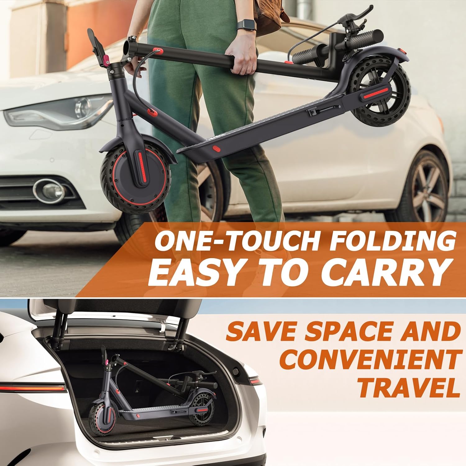 Qlaway 8.5' E Scooter for Adults 19/22 MPH 350/500W Motor 187.2/288.6/441WH Battery, Motorized Scooter Up to 22 Miles Range, Foldable Bearing 265 LBS/APP Control
