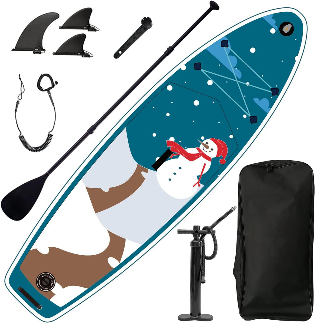 Inflatable Paddle Board 9.9'x33 x5 with Premium SUP Accessories & Backpack, Wide Stance, Bottom Fin for Paddling, Paddle, Leash, Surf Control, for Youth & Adult