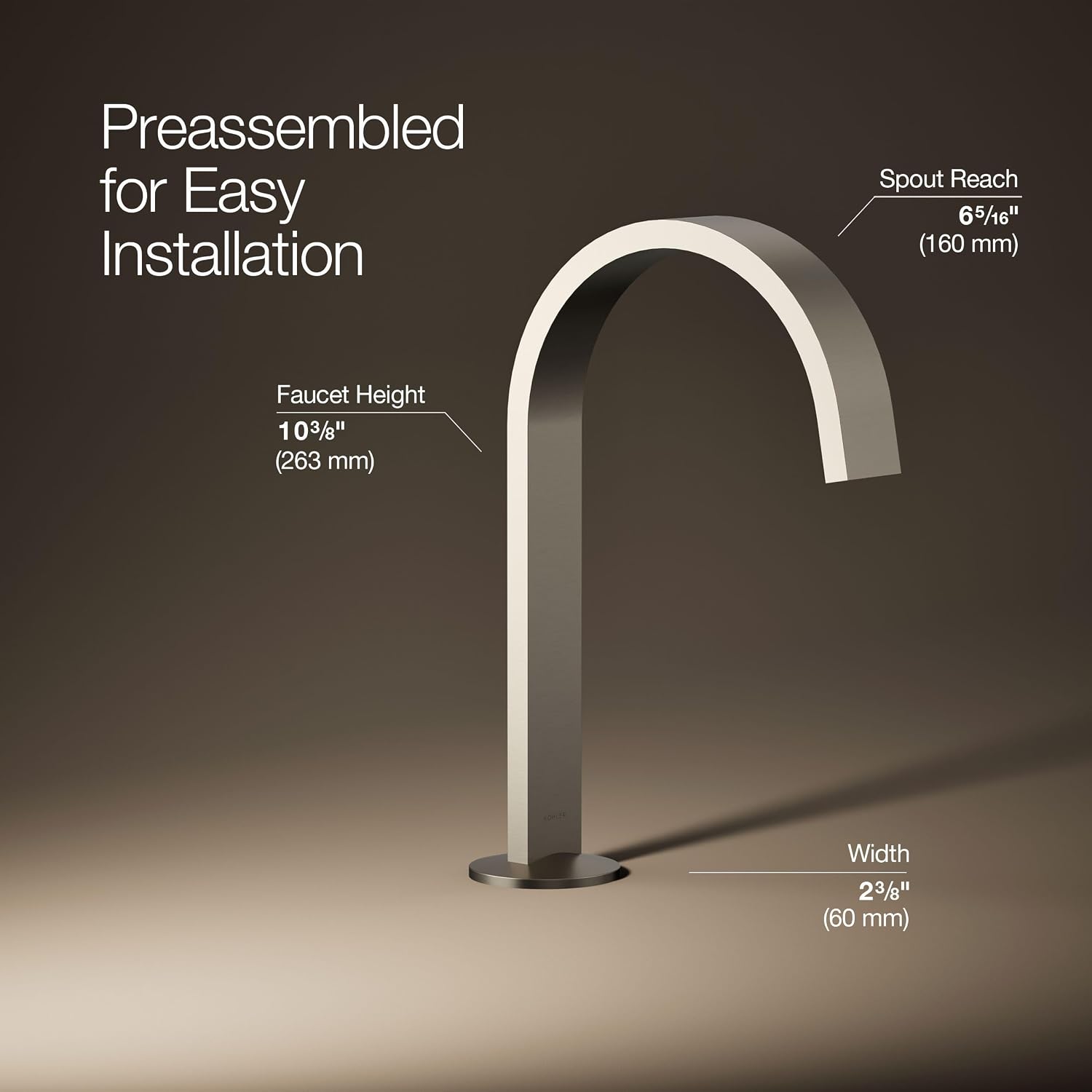 Kohler 77968-BN Components® Bathroom Sink Faucet spout with Ribbon Design, 1.2 gpm, Vibrant Brushed Nickel