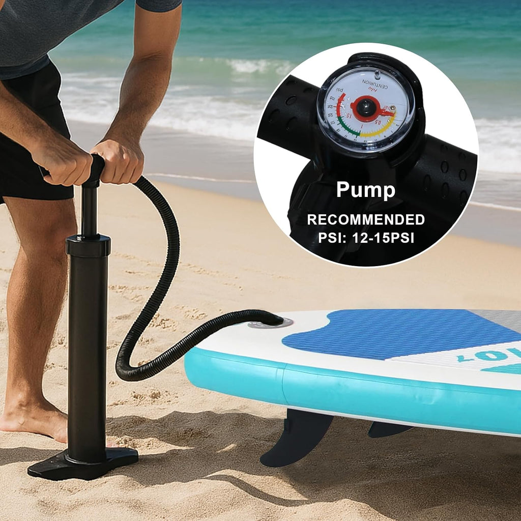 Inflatable Stand up Paddle Board, Extra Wide SUP, with Premium Paddleboard Accessories, Hand Pump, Backpack, Adult & Youth, for Yoga Fishing Paddling