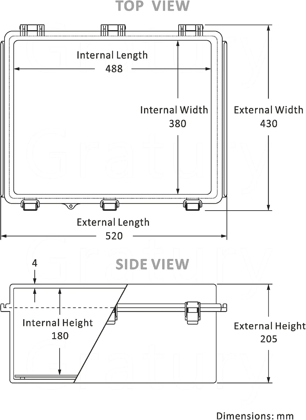 Gratury Junction Box, IP67 Waterproof Plastic Enclosure for Electrical Project, Hinged Transparent Cover, Includes Inner Door, Mounting Plate and Wall Bracket 510×410×200mm (20'×16.1'×7.9' TC-D)