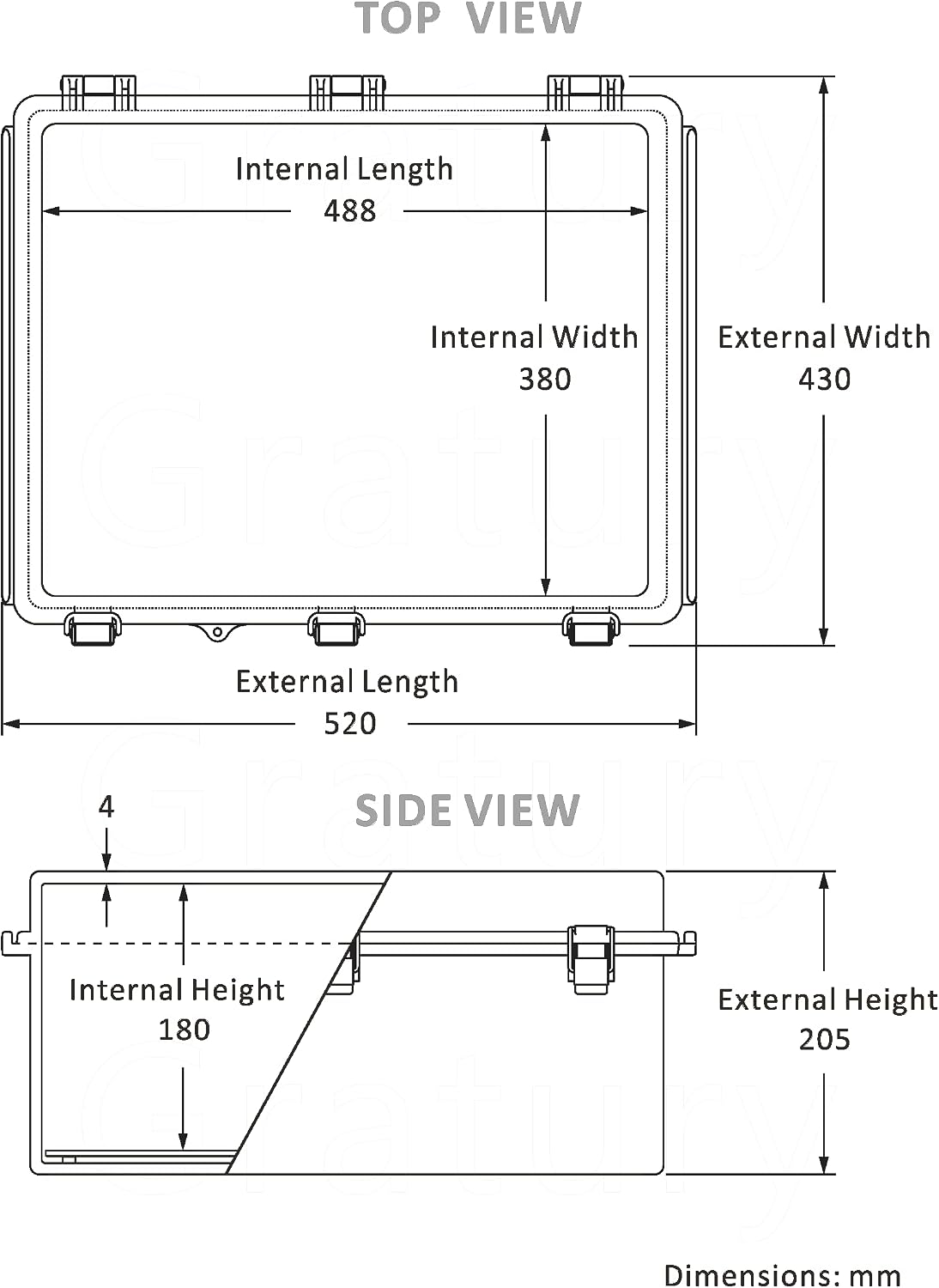 Gratury Junction Box, IP67 Waterproof Plastic Enclosure for Electrical Project, Hinged Grey Cover, Includes Mounting Plate and Wall Bracket (Transparent Cover, 20'×16.1'×7.9')