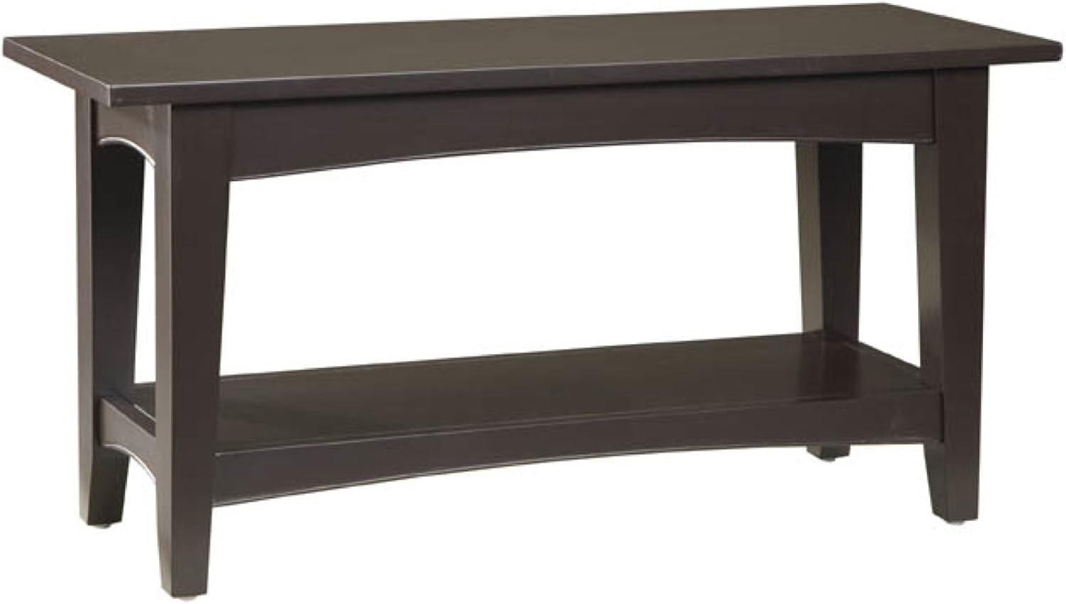 Alaterre Furniture Shaker Cottage Bench with Shelf, Chocolate