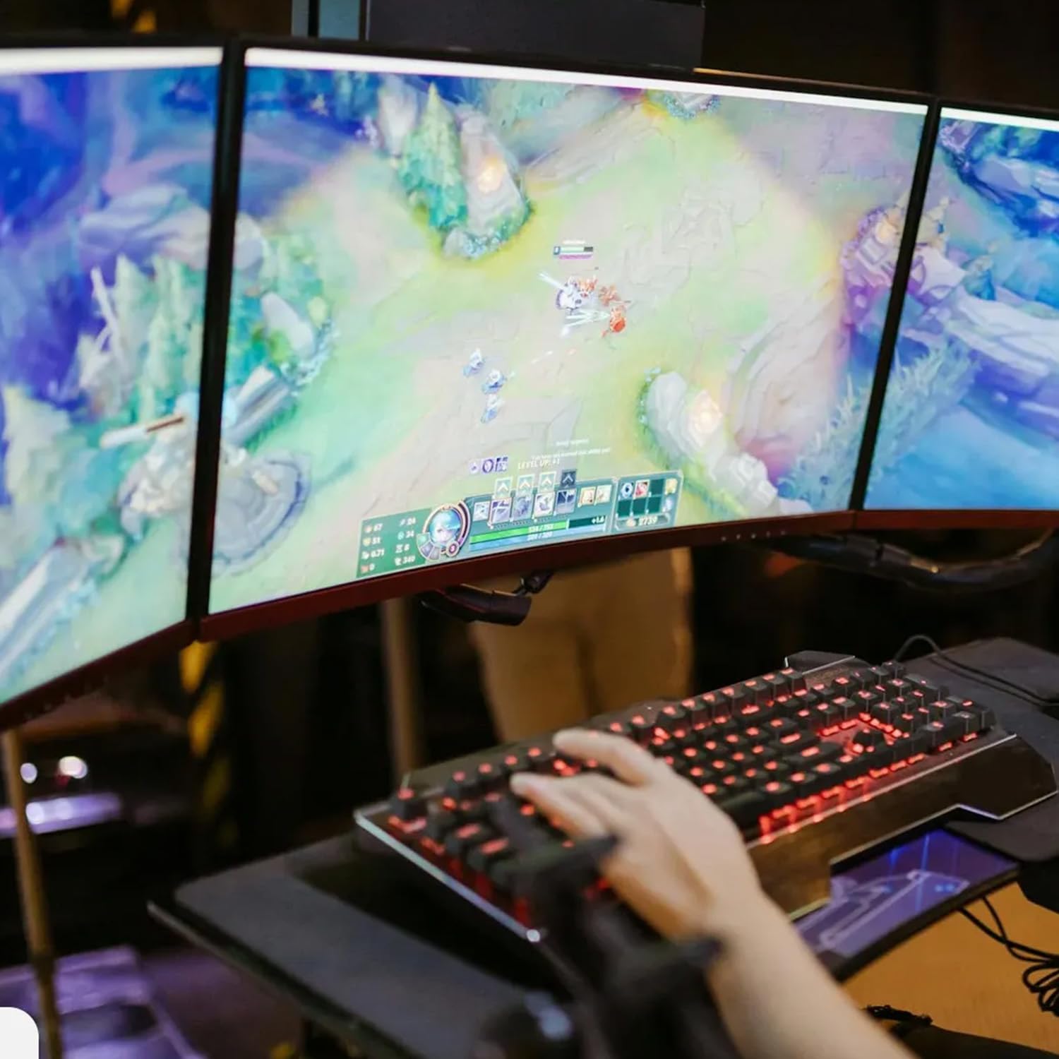 Kado Triple Monitor Setup - 3-Pack 24' 1920x1080 Curved Computer Monitor 1500R 75Hz VESA Mount HDMI Office Gaming Hybrid Sim Racing Built-in Speakers (C24 Trio Series)
