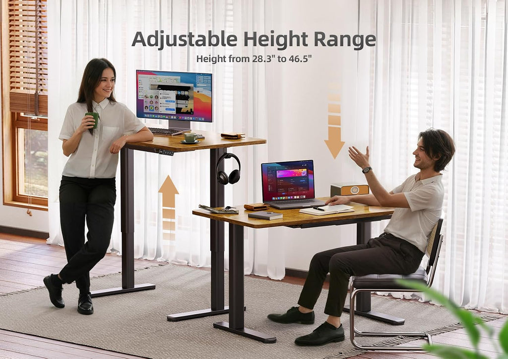 Claiks Standing Desk with Drawers, 48 x 24 Inches Electric Standing Desk Adjustable Height, Sit Stand Up Desks Computer Workstation, Rustic Brown