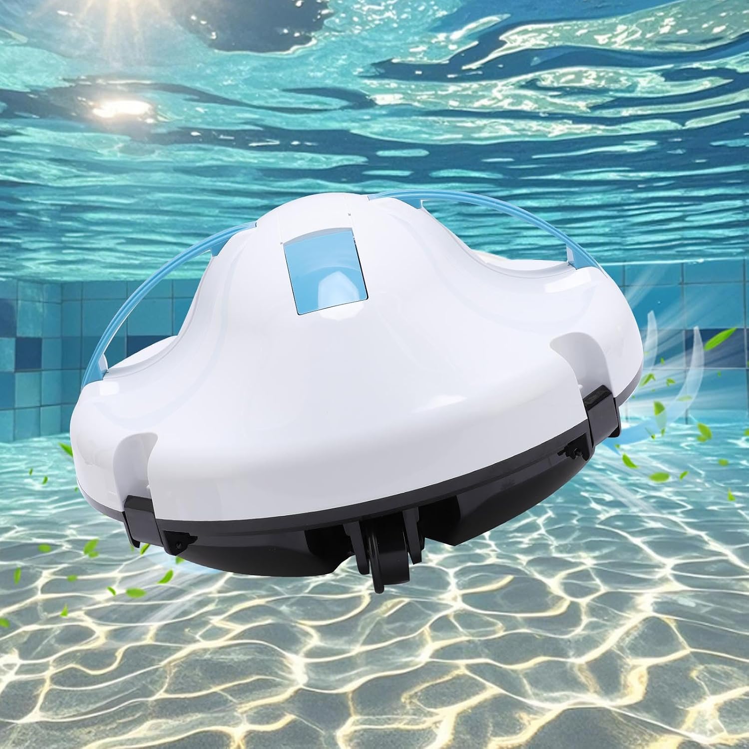 Robotic Pool Cleaner, Cordless Automatic Robotic Pool Vacuum Cleaner with 120 Minutes Runtime, Underwater Robot for Swimming Pools, 100㎡ Cleaning Area, Powerful Suction (US Plug)