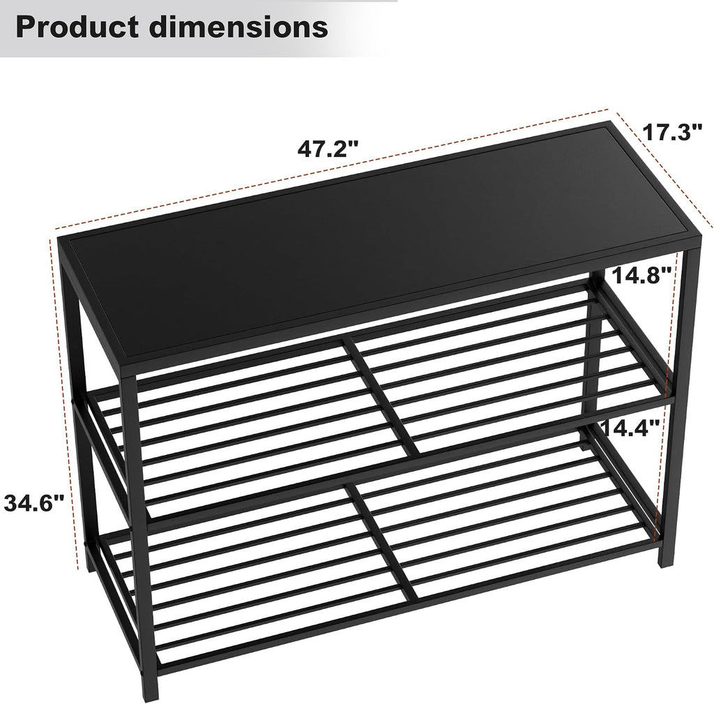 LUCKWIND 48 Inch Iron Shelf with 3 Tiers of Shelving Space for Outdoor Patio, Kitchen & Commercial Use