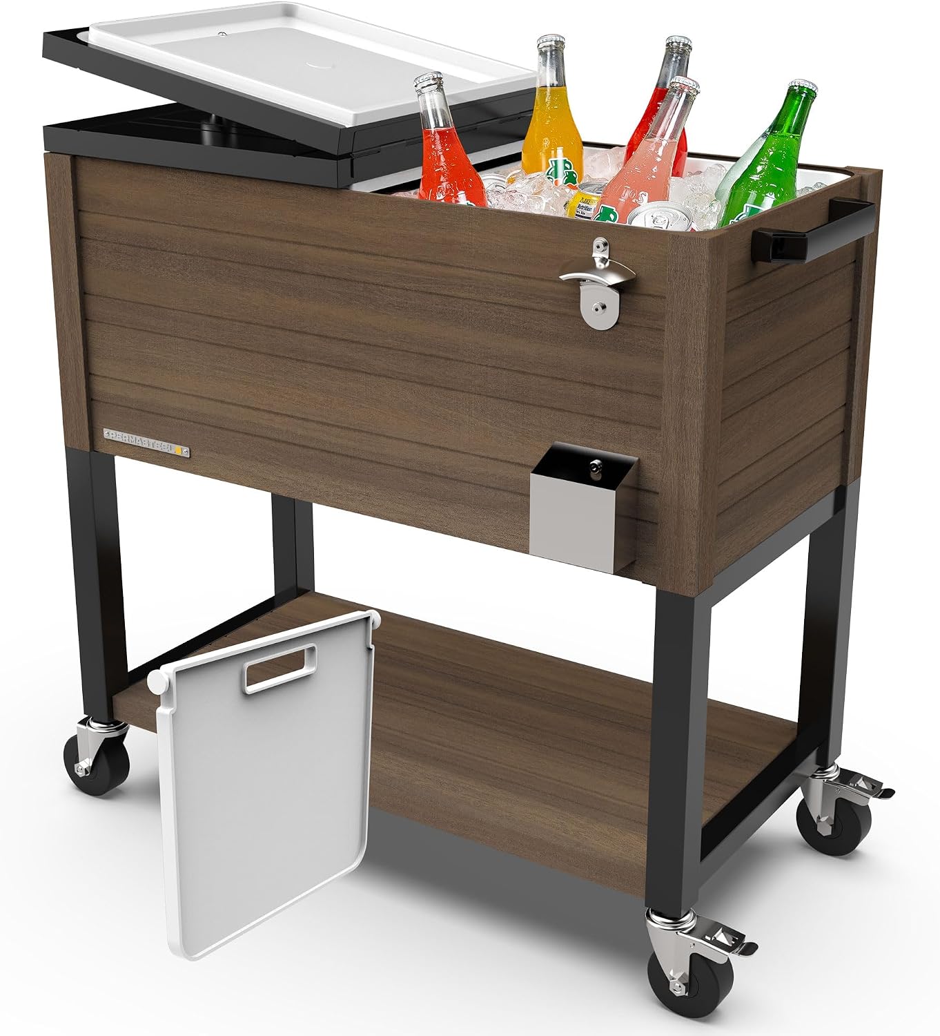 Permasteel 80 Quart Party Cooler, Rolling Ice Chest with Wheels and Handles for Indoor Outdoor Patio