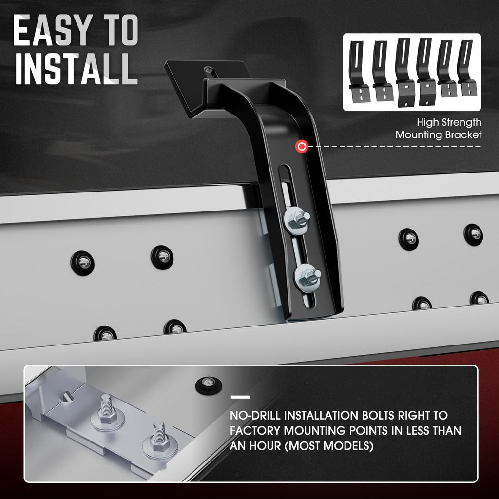 DNA Motoring 6.5' Flat Running Boards Side Step Nerf Rails Bars Compatible with 2005-2023 Toyota Tacoma Crew Cab, STEPB-U-TAC05-T1-C