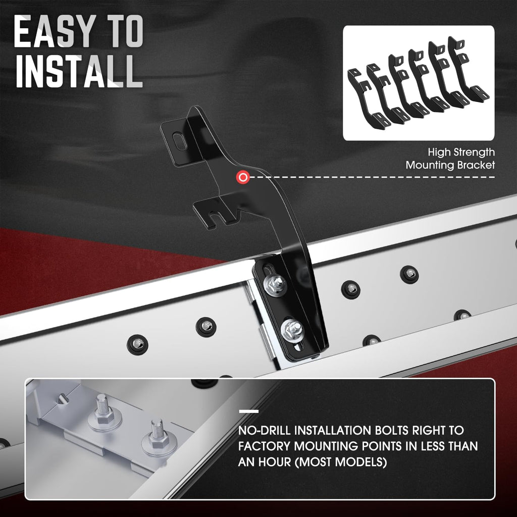 DNA Motoring 6.5' Flat Running Boards Side Step Nerf Rails Bars Compatible with Ford Ranger Extended Cab 2019-2023, STEPB-U-RGR19-T1-E