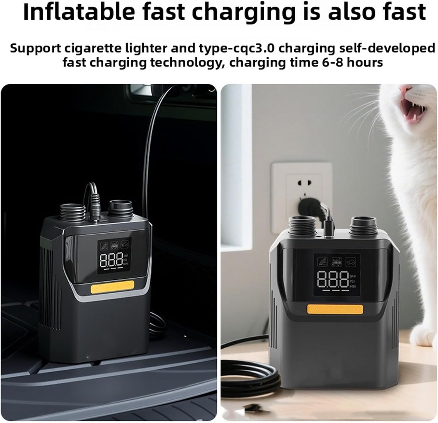 Luocute Electric Paddle Board Pump, 50 PSI Auto Off LED Display 5200mAh Battery Powered 12V DC Portable Inflatable Paddle Board Pump for Car Tire Mattress Tents Kayaks