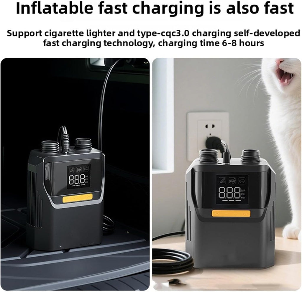 FTVOGUE Electric Paddle Board Pump 50 PSI Auto Off LED Display 5200mAh Battery Powered 12V DC Portable Inflatable Paddle Board Pump for Car Tire Mattress Tents Kayaks