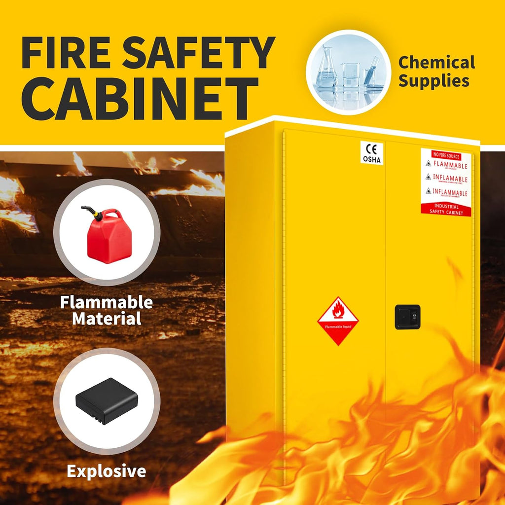 322 Gallon Flammable Cabinet 75H x 25W x 50D, Galvanized Steel Flammable Storage Cabinet, Adjustable Shelf for Commercial Industrial Home Use