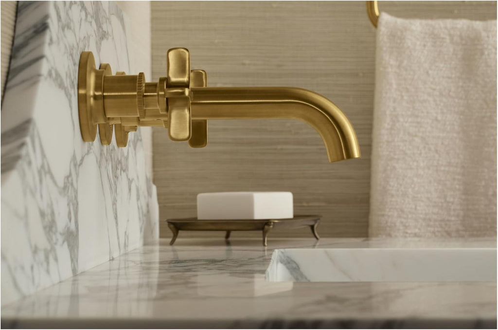Kohler KT35909-3-BN Castia by Studio McGee 1.2 GPM Wall Mounted Widespread Bathroom Faucet Vibrant Brushed Nickel