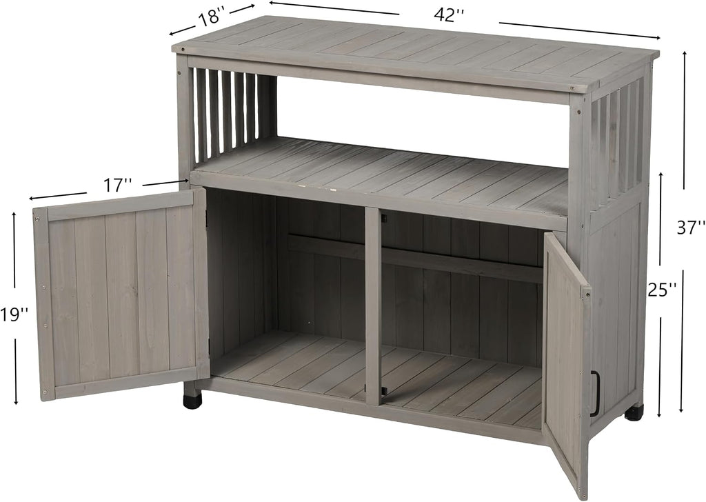 KEIKI 42 x 37 in Outdoor Storage Cabinet with 2 Doors Buffet Cabinet Sideboard Bar Table for Indoor