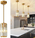 Gold Pendant Lighting Modern Pendant Light Mini Crystal Chandeliers Adjustable Pendant Light Fixture for Kitchen Island Dinning Room Corridor Bedroom(Gold 3-Pack)