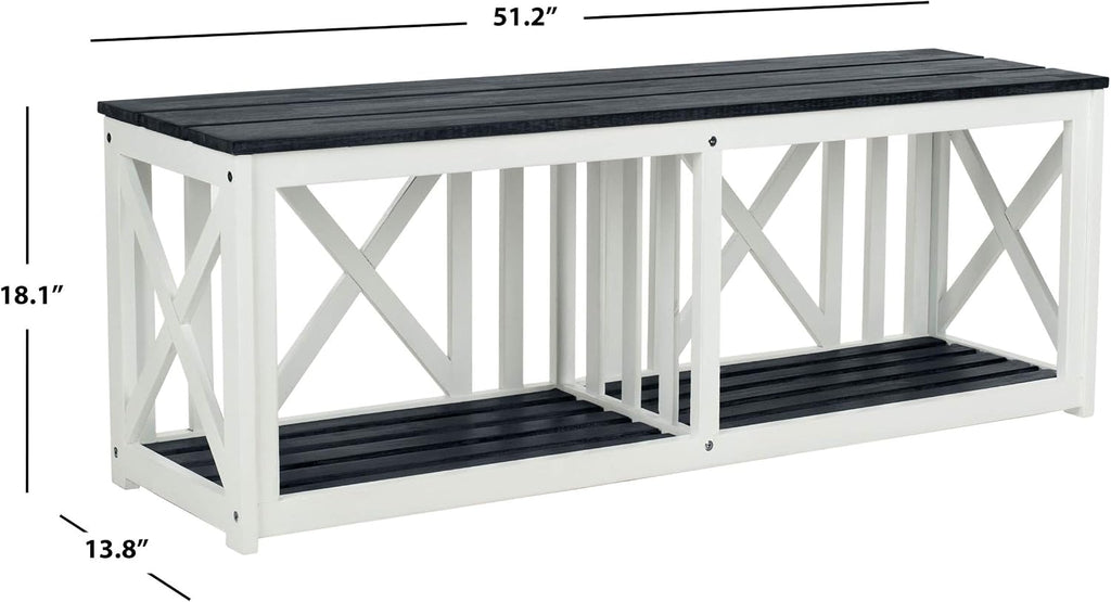 SAFAVIEH Outdoor Collection Branco Dark Slate Grey Bench