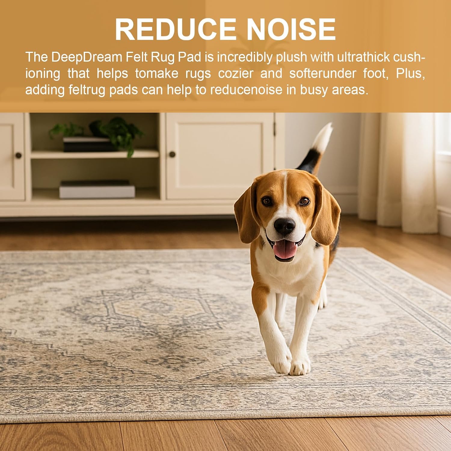 Deep Dream Dual Surface 10'x14' Rug Pad, Waterproof 1/8' Thick Felt + Natural Rubber Backing, Non Slip Carpet Gripper for Area Rugs, Protective Cushioned Pads for All Floors