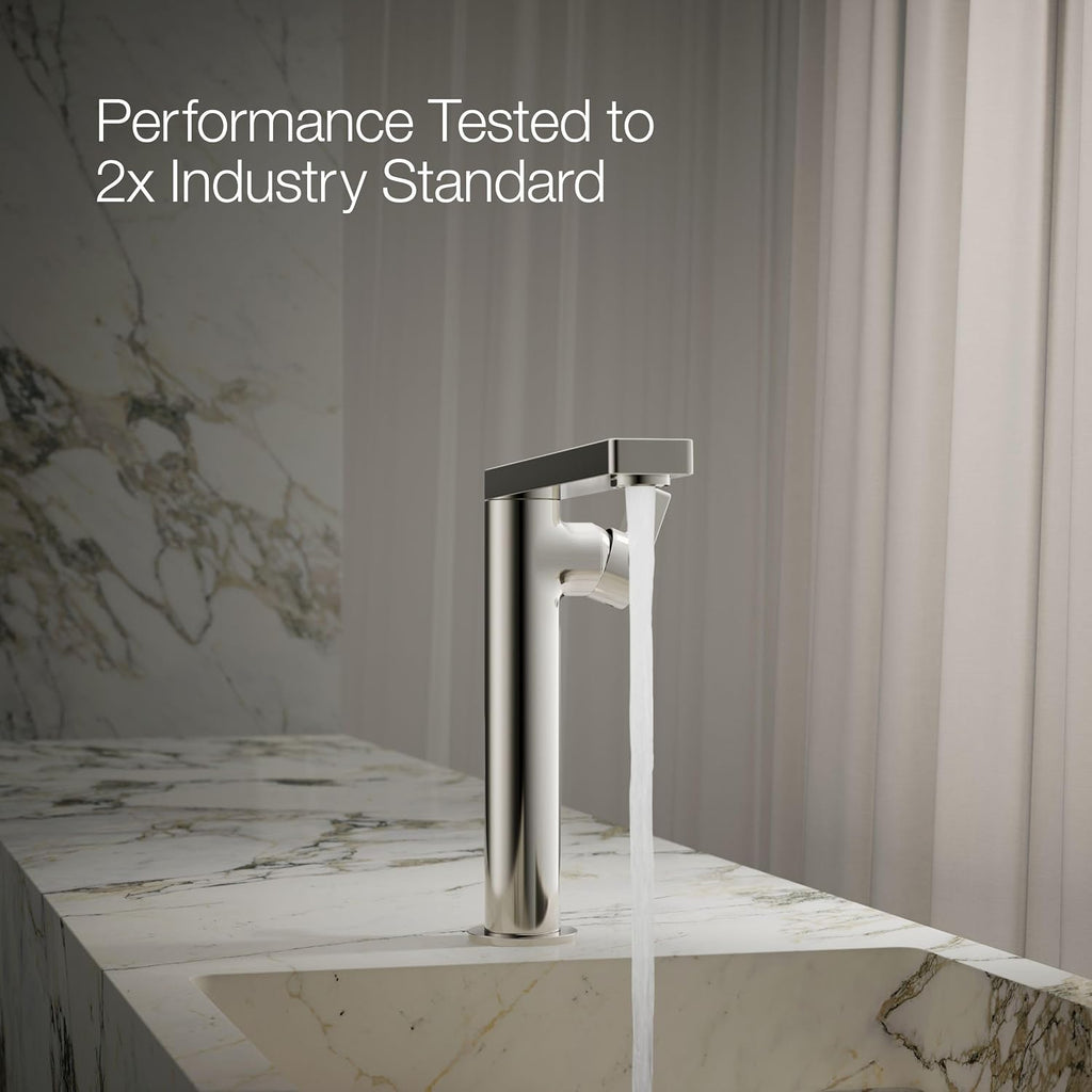 Kohler 73168-4-SN Composed® Tall Single-Handle Bathroom Sink Faucet with Lever Handle, 1.2 gpm, Vibrant Polished Nickel