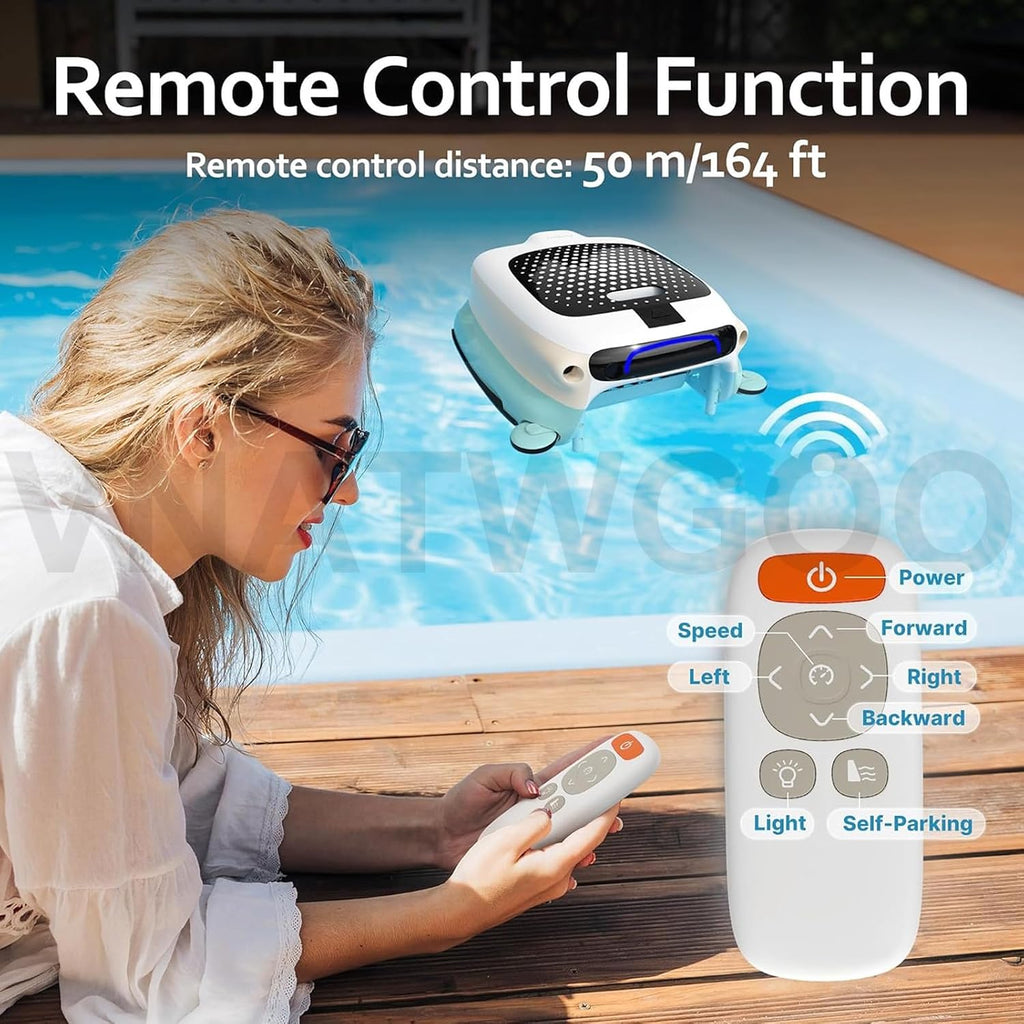 Robotic Pool Maintenance Robot, Cordless Pool Skimmer Cleaner, 5-6H Battery Life, 3H Fast Charge, Auto-Cleans Leaves, Hair