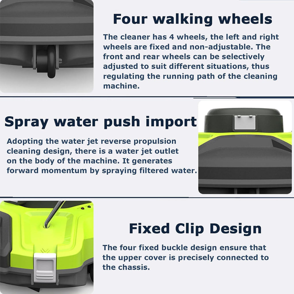 Automatic Wall Climbing Pool Vacuum, Cordless Robotic Pool Cleaner Dual Drive Motors, Self Parking, Rechargeable Pool Vacuum Robot for In Ground Flat Pools