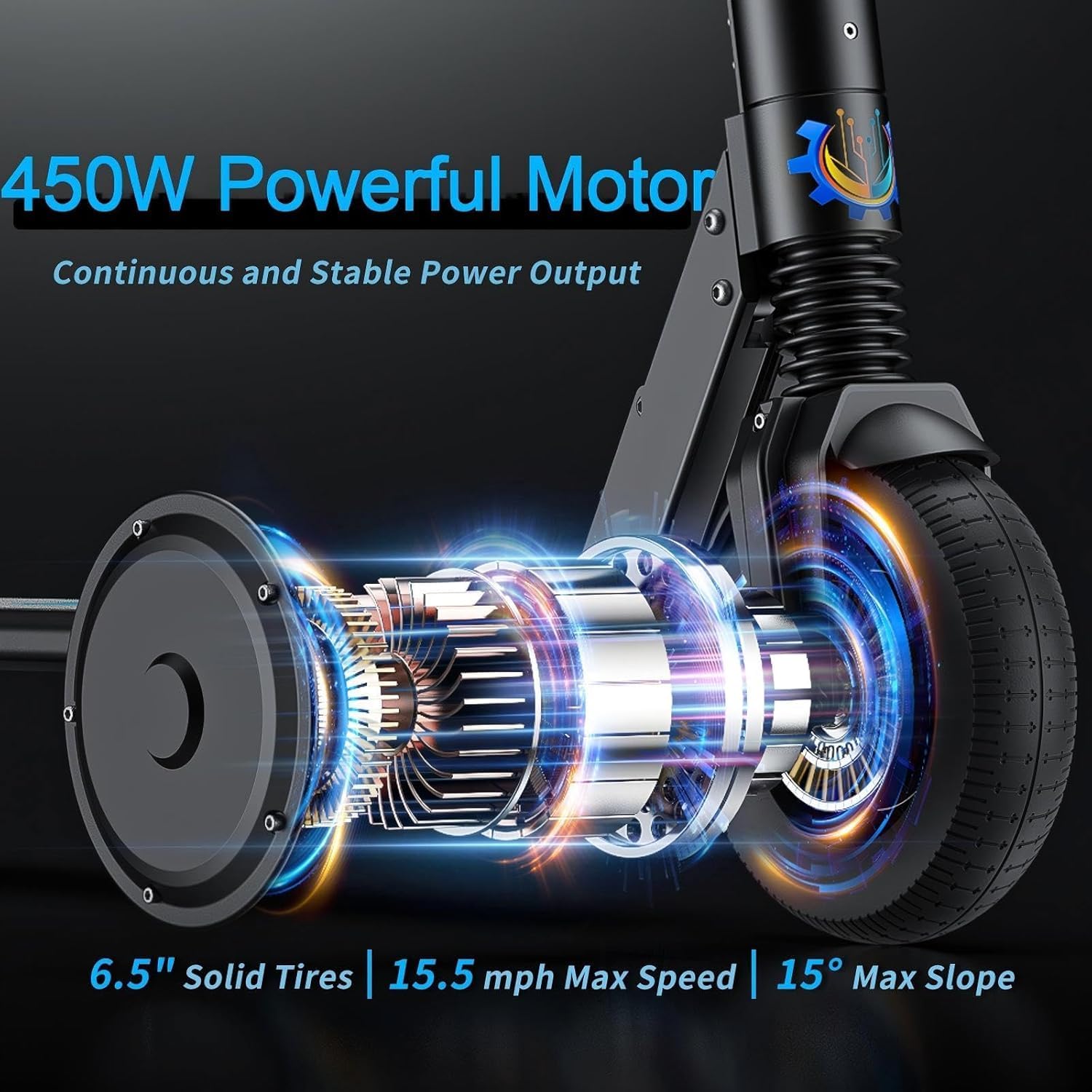 Caroma Electric Scooter Adults Peak 450W, 16-21 Miles Range E Scooter, Safe Speed Control Scooter with Smart LED Display Max 16 MPH, Lightweight Foldable E-Scooter,Electric Scooter for Kids,Gift Idea