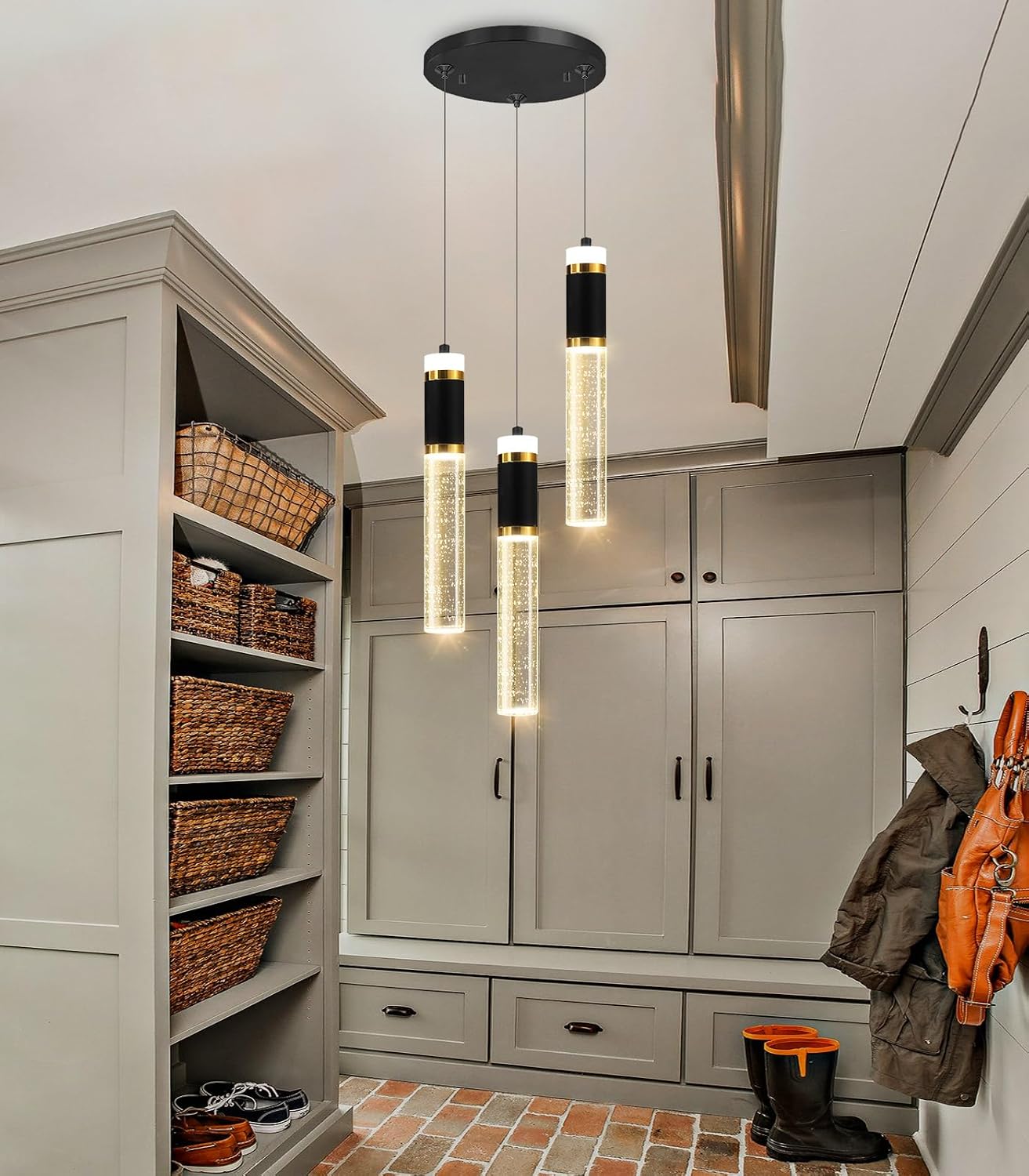 Mini Chandelier for Kitchen Island Modern Crystal Pendant Lighting LED Dining Room Hanging Lights Cylinder Drop Lights Ceiling Lighting Fixture Kitchen Sink Bedroom Bathroom 2700K 6000K