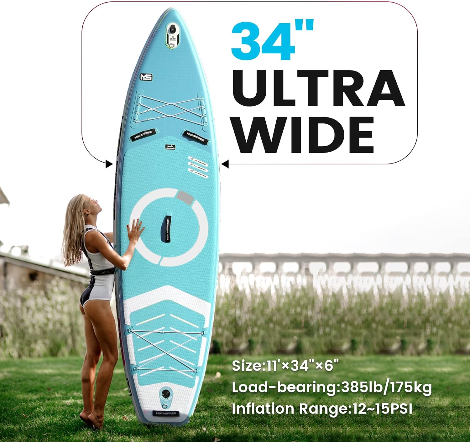 Inflatable Paddle Board 9.9'x33 x5 with Premium SUP Accessories & Backpack, Wide Stance, Bottom Fin for Paddling, Paddle, Leash, Surf Control, for Youth & Adult