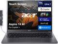 acer Aspire 14 AI Copilot+ Laptop 14' Touchscreen IPS WUXGA (Intel 8-core Ultra 7-258V (>Ultra 9 185H), 32GB LPDDR5X, 4TB SSD, Intel Arc 140V, Backlit, 2 Thunderbolt 4, Win 11 Home) w/DKZ USB Port