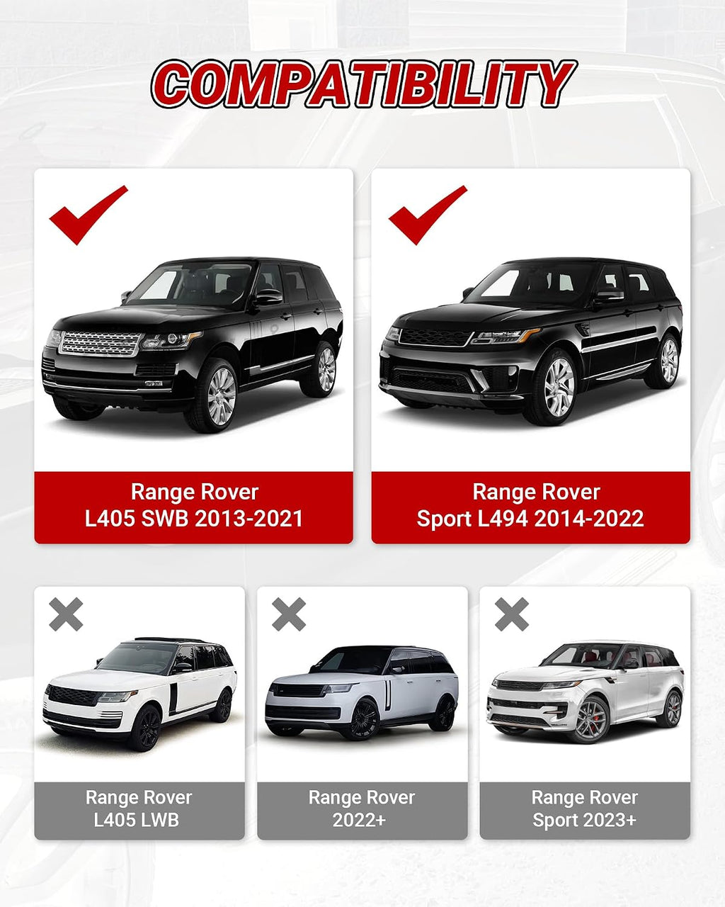 US Stock 500LBS Side Steps for Range Rover SWB 2013-2021 L405/Range Rover Sport L494 2014-2022 Running Boards Nerf Bars Heavy Duty Easy Install Original Style